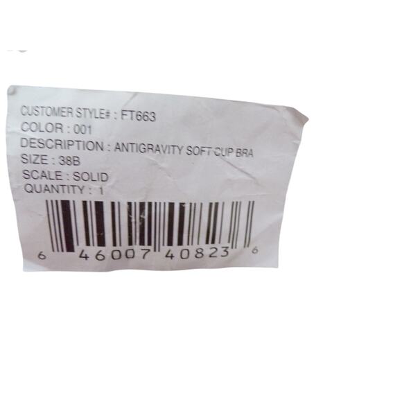 Fruit of the Loom Black Antigravity Padded Soft Cup Bra Size 38B Cotton/Spandex - Picture 3 of 3